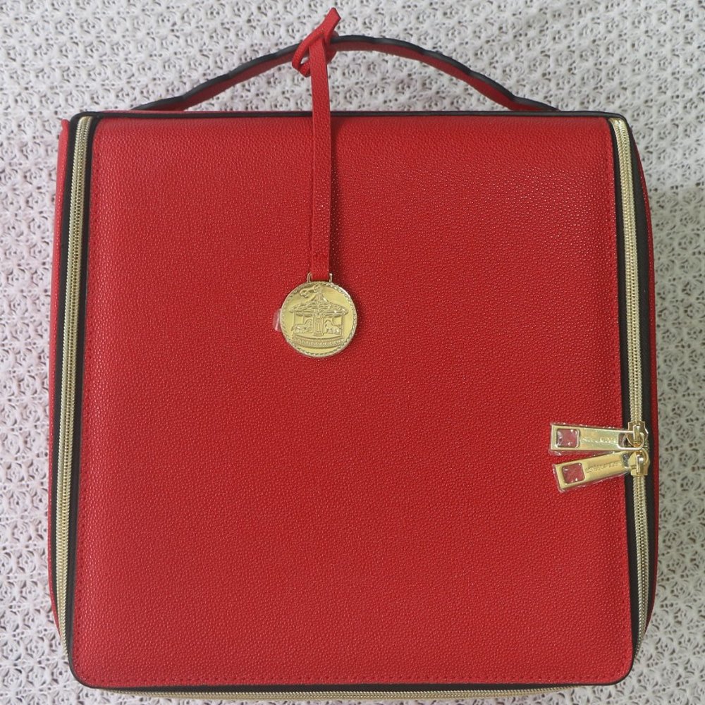Estee Lauder Makeup Travel Case (red faux leather) [10”]